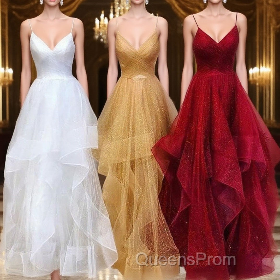 A-Line/Princess V-neck Floor-Length Evening Prom Dress Main image