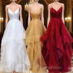 A-Line/Princess V-neck Floor-Length Evening Prom Dress