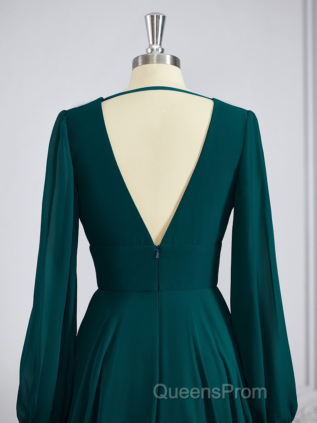 A-Line/Princess V-neck Sweep Train Chiffon Bridesmaid Dress