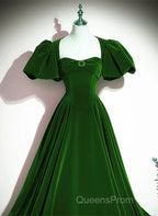 A-Line Princess Velvet Backless Ballgown Long Party Dress Short Sleeves Formal Dress Evening Prom Dress