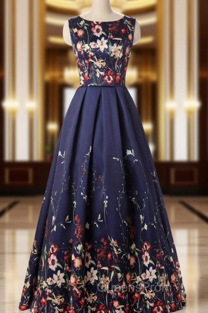 A-Line Print Evening Prom Dress