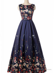 A-Line Print Prom Dress