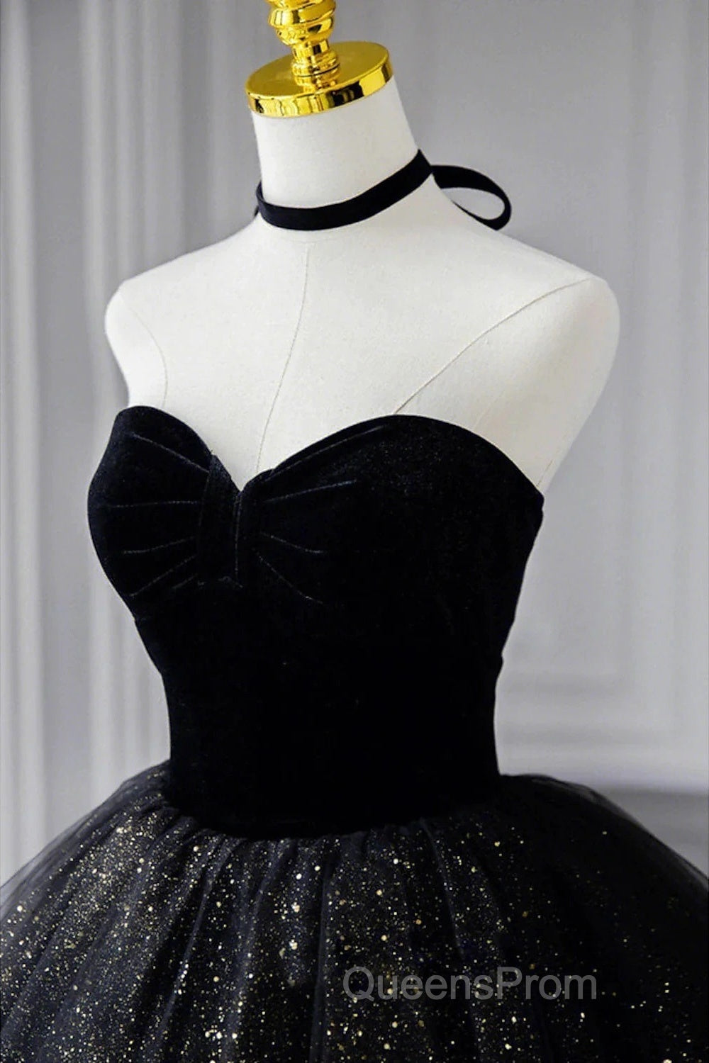 A-Line Evening Prom Dress Black Dress Dress Formal Birthday Floor Length Sleeveless Strapless Tulle With Ruched Sequin Secondary image