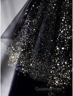 A-Line Evening Prom Dress Black Dress Dress Formal Birthday Floor Length Sleeveless Strapless Tulle With Ruched Sequin
