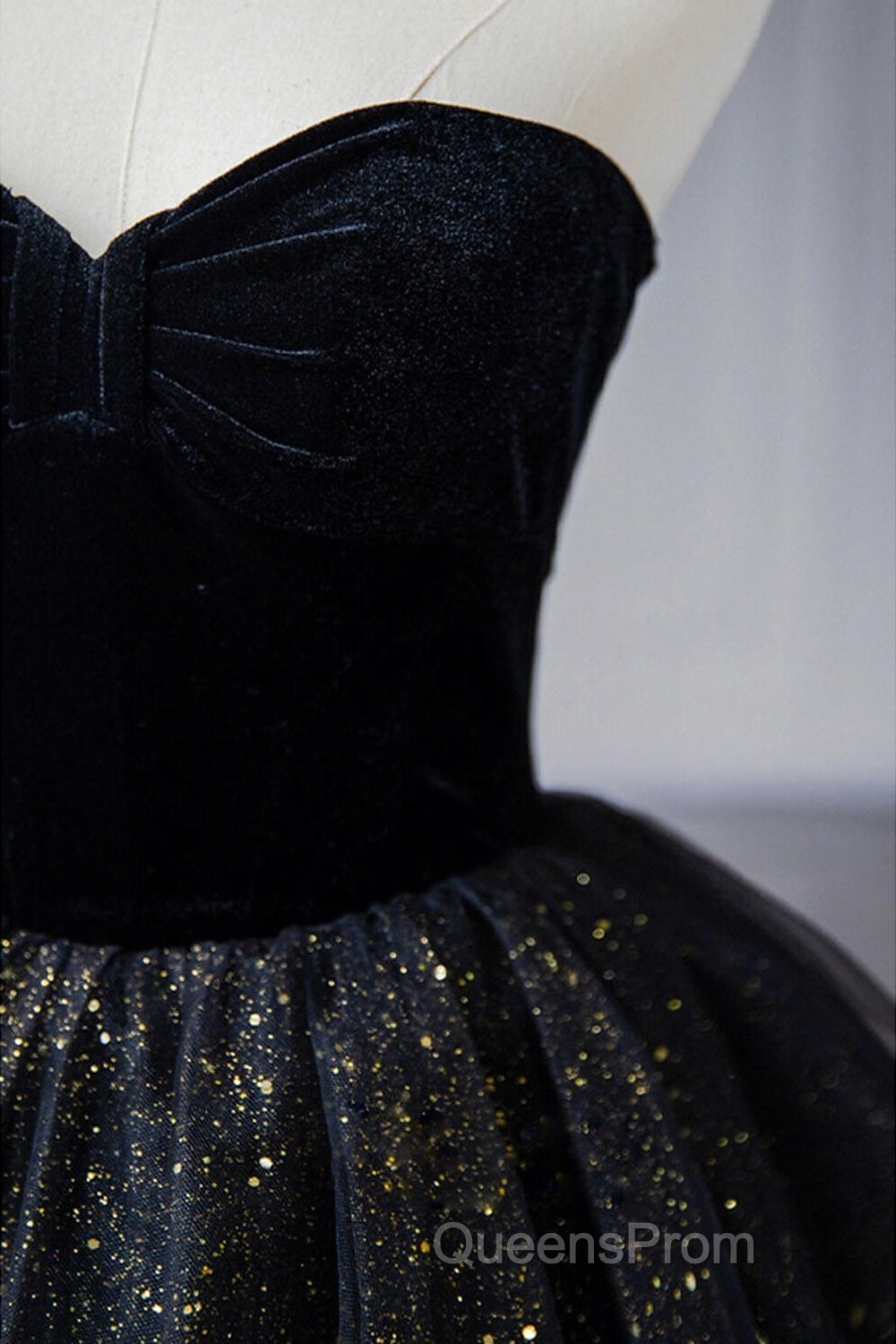 A-Line Evening Prom Dress Black Dress Dress Formal Birthday Floor Length Sleeveless Strapless Tulle With Ruched Sequin