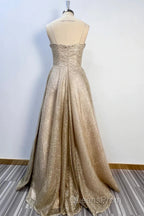 A-Line Evening Prom Dress Corsets Dress Wedding Party Sweep / Brush Train Sleeveless Spaghetti Strap Tulle With Glitter Pleats