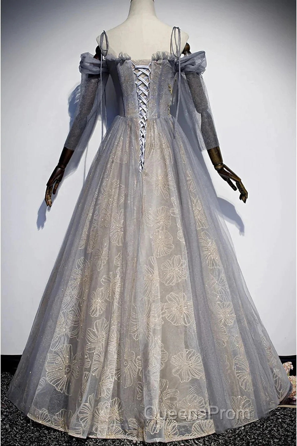 A-Line Evening Prom Dress Dress Wedding Floor Length Strap Tulle With Sequin Embroidery Secondary image