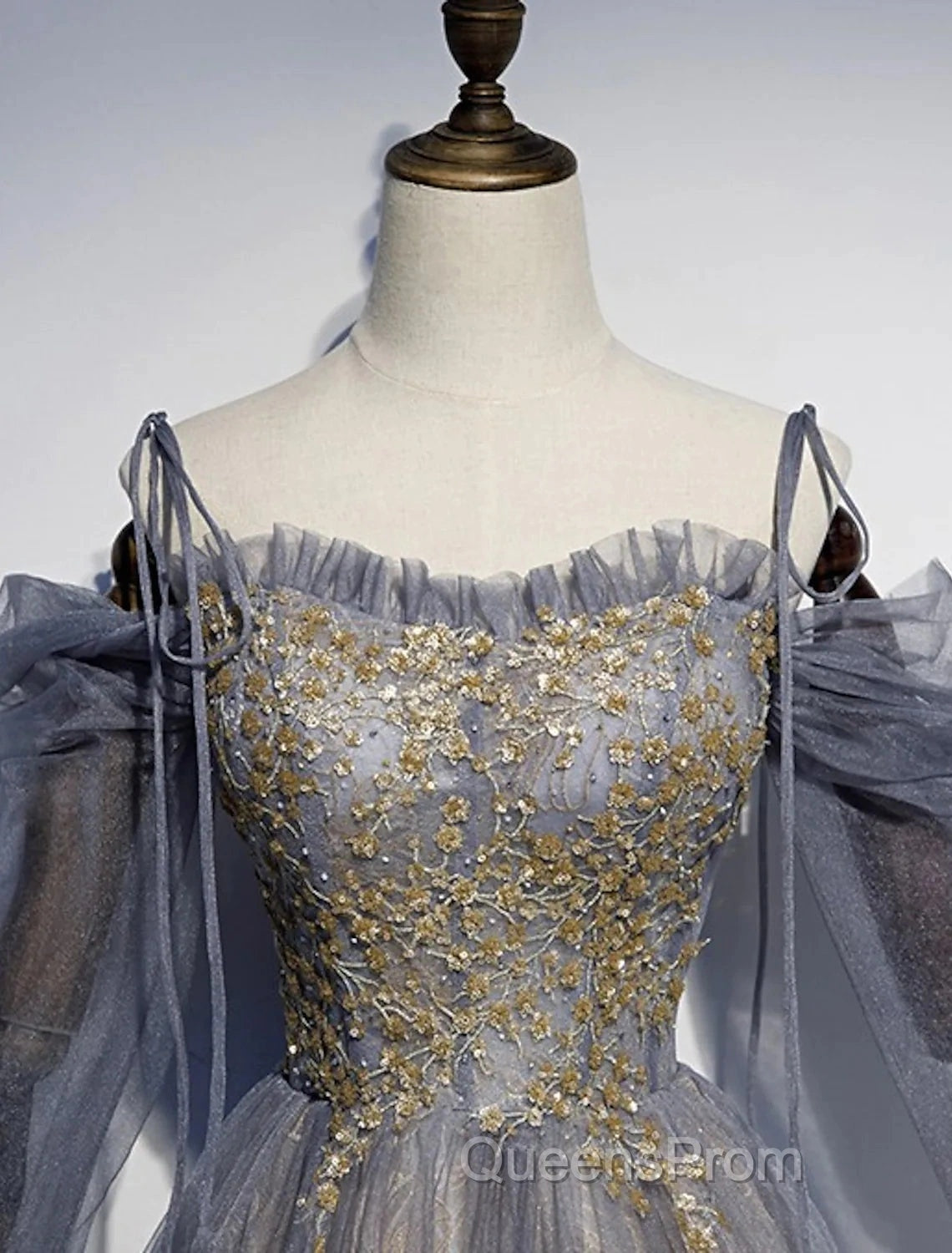 A-Line Evening Prom Dress Dress Wedding Floor Length Strap Tulle With Sequin Embroidery