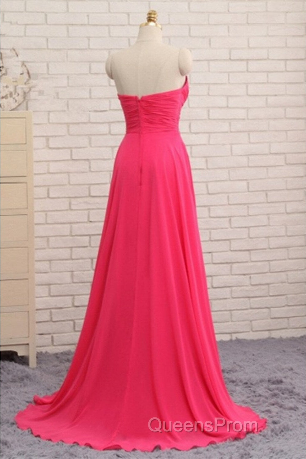 A-Line Evening Prom Dress Elegant Dress Formal Asymmetrical Sleeveless Strapless Chiffon Backless With Rhinestone Ruched Ruffles Secondary image
