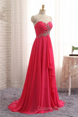 A-Line Evening Prom Dress Elegant Dress Formal Asymmetrical Sleeveless Strapless Chiffon Backless With Rhinestone Ruched Ruffles