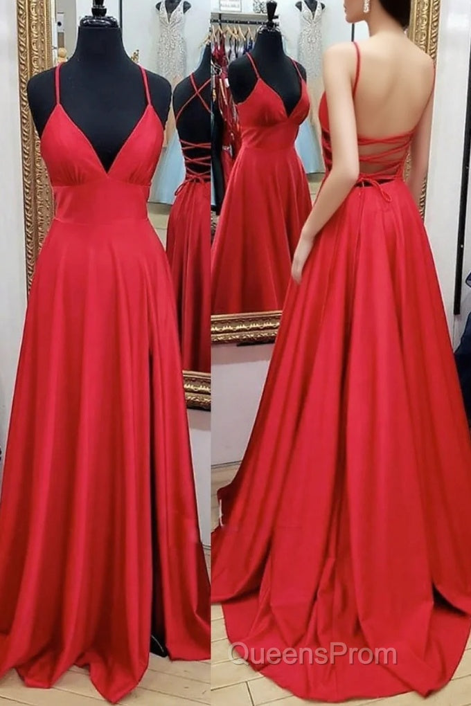 A-Line Evening Prom Dress Empire Dress Formal Court Train Sleeveless V Neck Charmeuse Backless With Pleats Slit Main image
