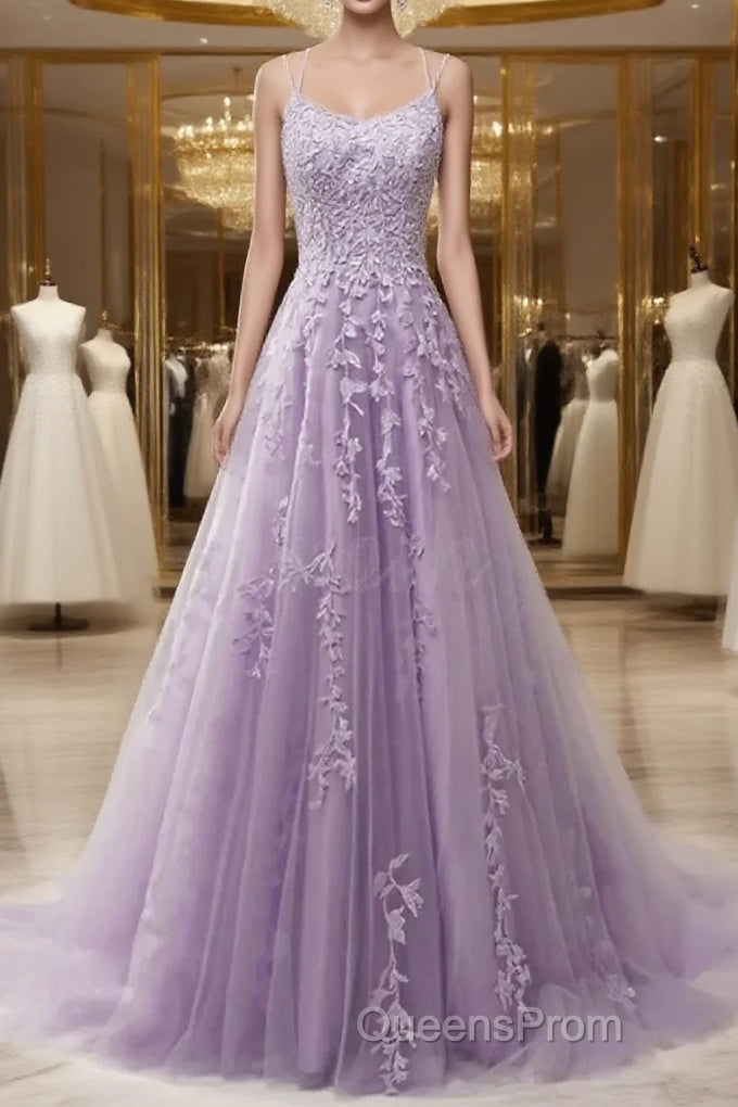 A-Line Evening Prom Dress Floral Dress Formal Sleeveless Strap Tulle With Appliques Main image
