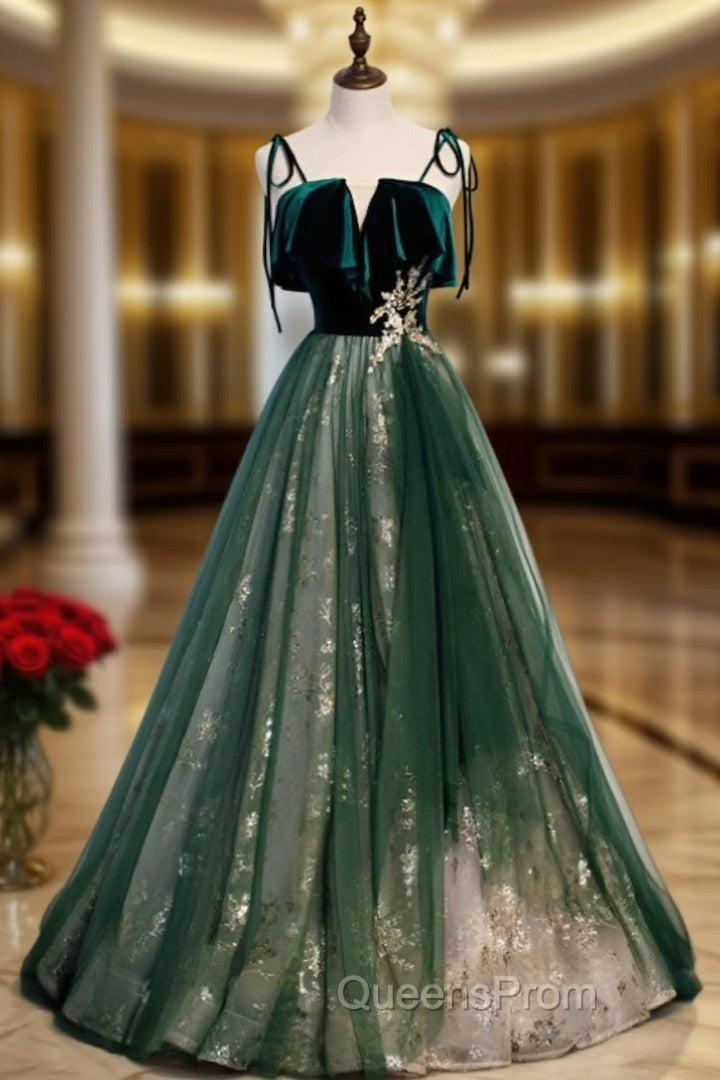 A-Line Evening Prom Dress Glittering Dress Wedding Guest Engagement Floor Length Sleeveless Spaghetti Strap Organza with Sequin Masquerade Dress Dress to impress Main image