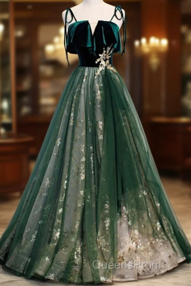 A-Line Evening Prom Dress Glittering Dress Wedding Guest Engagement Floor Length Sleeveless Spaghetti Strap Organza With Sequin Main image