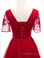 A-Line Evening Prom Dress Luxurious Dress Wedding Guest Formal Evening Floor Length Short Sleeve Spaghetti Strap Tulle