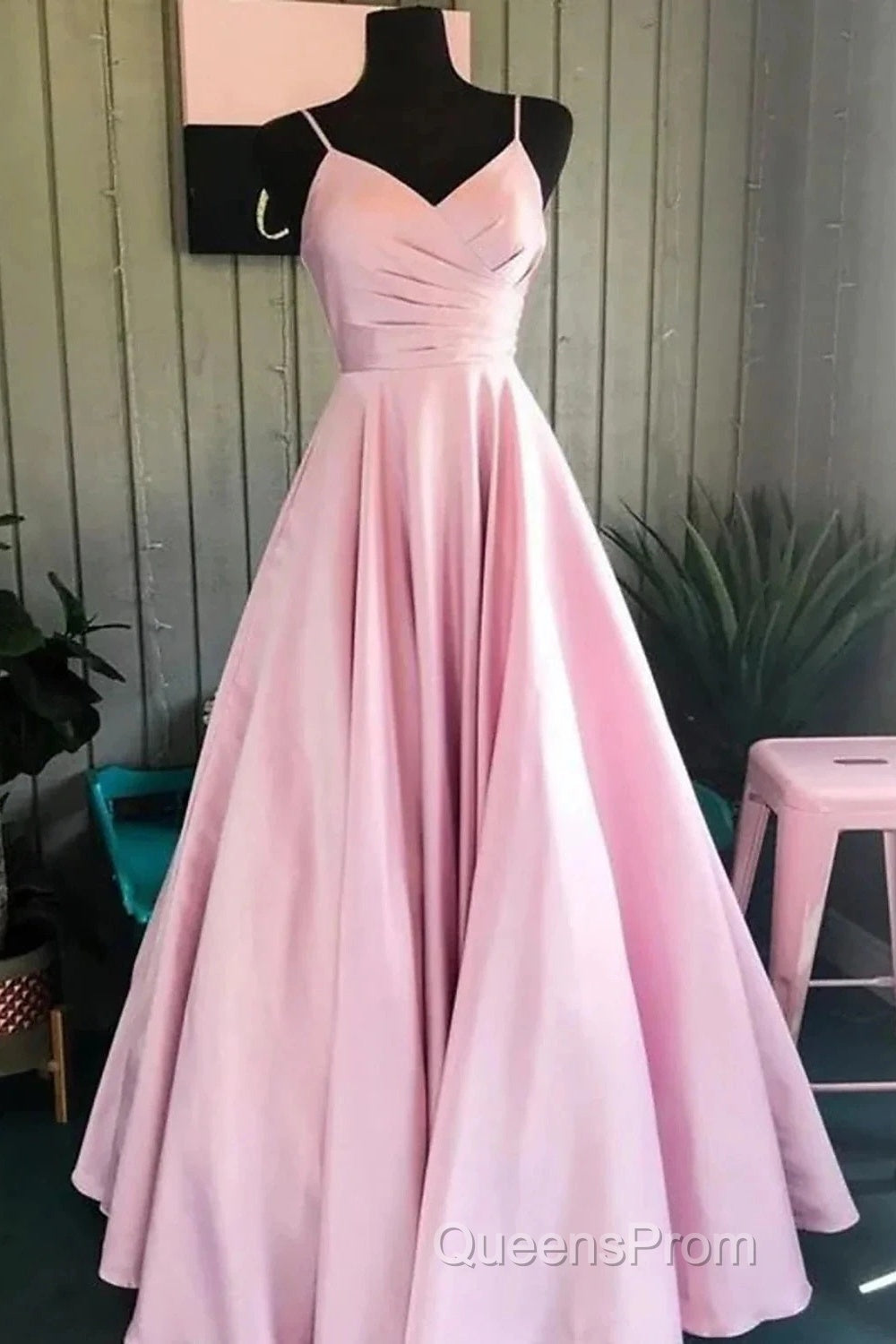 A-Line Evening Prom Dress Minimalist Dress Formal Wedding Guest Floor Length Sleeveless V Neck Bridesmaid Dress Stretch Satin Backless