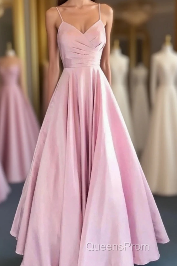 A-Line Evening Prom Dress Minimalist Dress Formal Wedding Guest Floor Length Sleeveless V Neck Bridesmaid Dress Stretch Satin Backless Main image