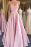 A-Line Evening Prom Dress Minimalist Dress Formal Wedding Guest Floor Length Sleeveless V Neck Bridesmaid Dress Stretch Satin Backless