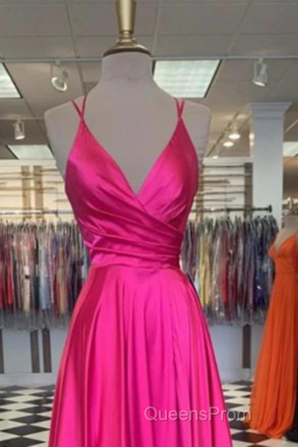 A-Line Evening Prom Dress Sexy Dress Formal Floor Length Sleeveless Spaghetti Strap Bridesmaid Dress Charmeuse With Slit Secondary image