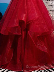 A-Line Evening Prom Dress Sexy Dress Party Wear Floor Length Sleeveless Spaghetti Strap Tulle With Ruffles