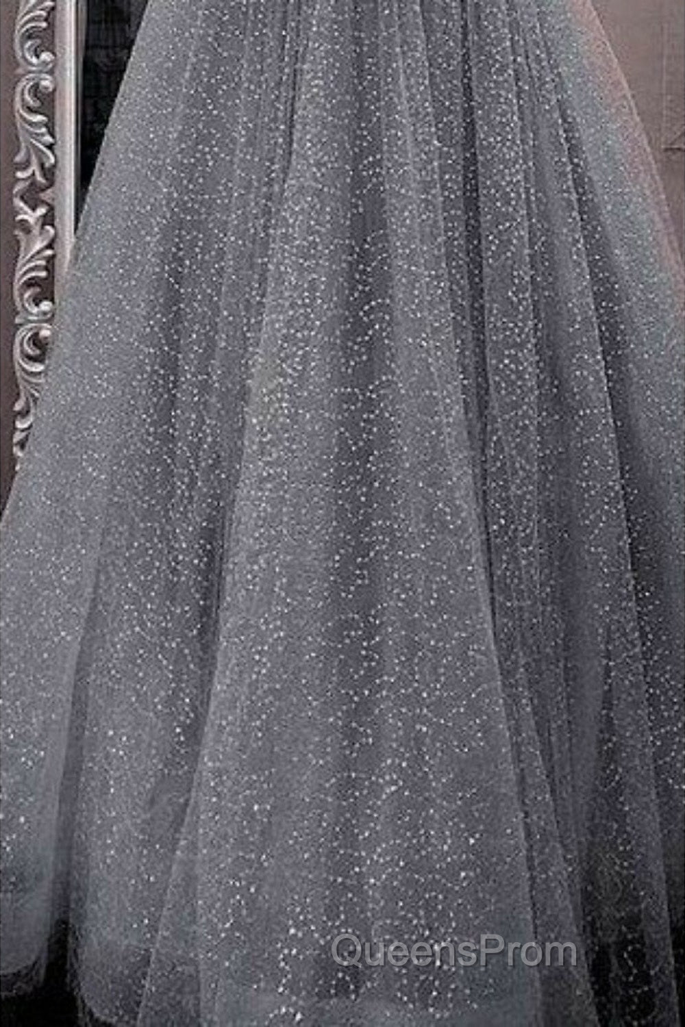 A-Line Evening Prom Dress Sparkle & Shine Dress Party Dress Birthday Floor Length Sleeveless Spaghetti Strap Tulle With Glitter Crystals