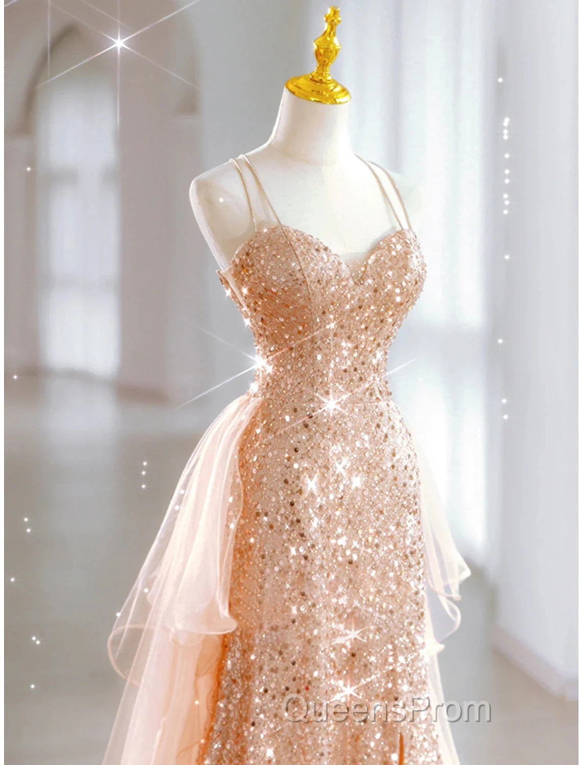A-Line Evening Prom Dress Sparkle & Shine Dress Wedding Guest Sweet 16 Floor Length Sleeveless Sweetheart Tulle With Sequin