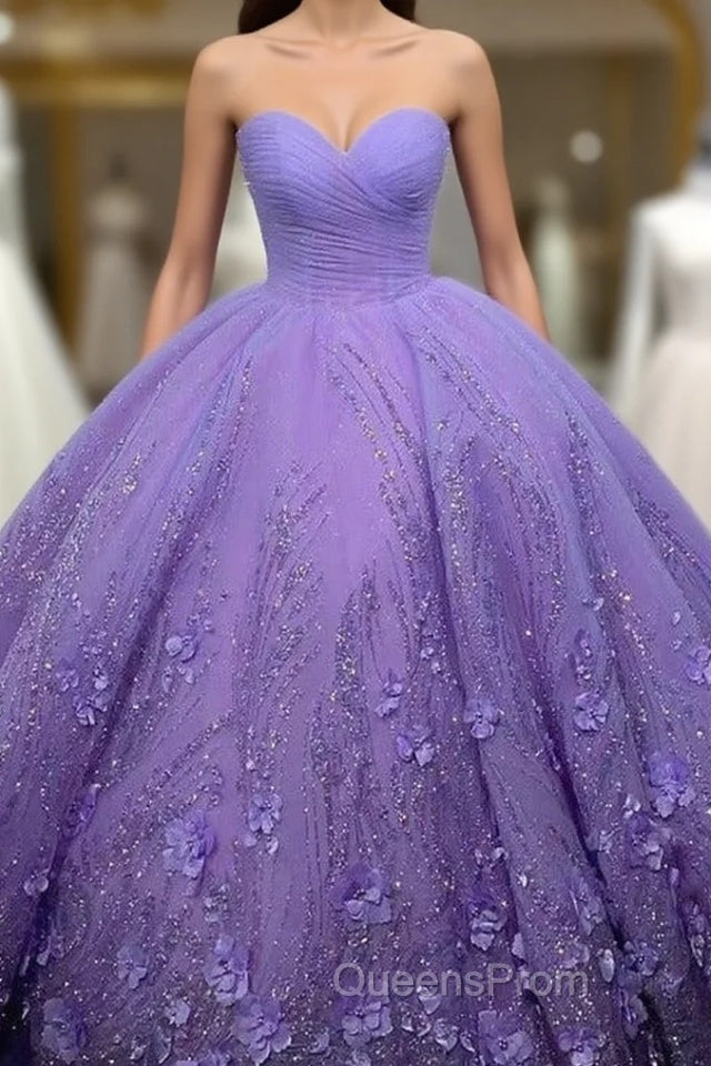 A Line Purple Lace Sweetheart With Corset Back Quinceanera Dress Main image