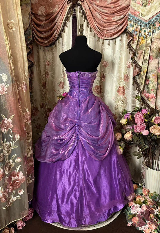 A Line Purple Strapless Classy Prom Gown Unique Long Classy Evening Dress