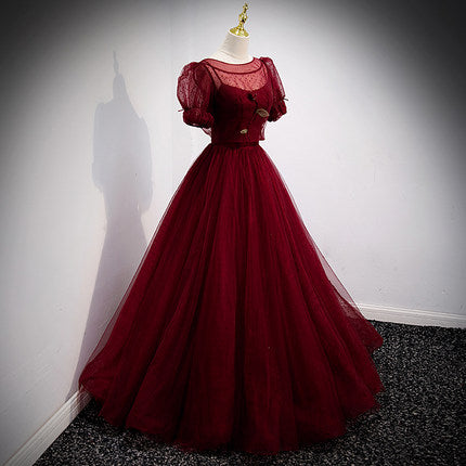 A Line Red Long Classy Prom Dress Secondary image