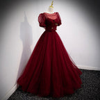 A Line Red Long Classy Prom Dress
