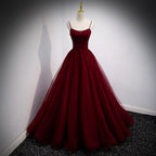 A Line Red Long Classy Prom Dress