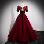 A Line Red Long Classy Prom Dress