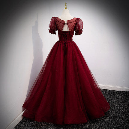 A Line Red Long Classy Prom Dress