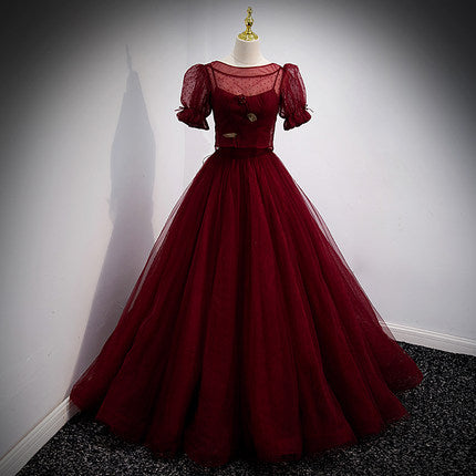 A Line Red Long Classy Prom Dress Main image