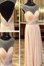 A Line Round Neck Floor Length Evening Prom Dress, Long Pink Evening/Bridesmaid Dress