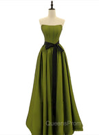 A-line Satin Green Long Party Dress Evening Dress, Green Long Evening Dress Evening Prom Dress