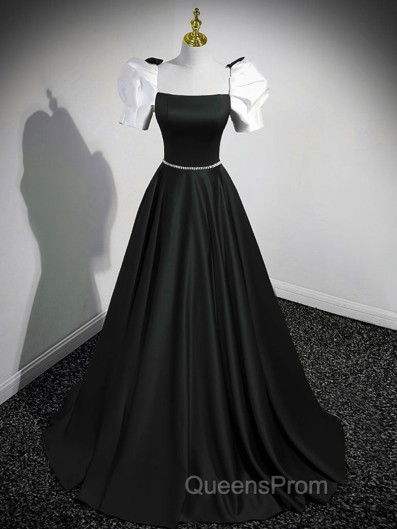 A-Line Satin Green Long Evening Prom Dress, Green A-Line Evening Dress