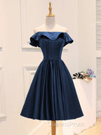 A-Line Satin Green Short Evening Prom Dress, Green Homecoming Dress