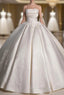 A-Line Satin Lace  ivory Long Wedding Dress, Lace Weeding Party Dress