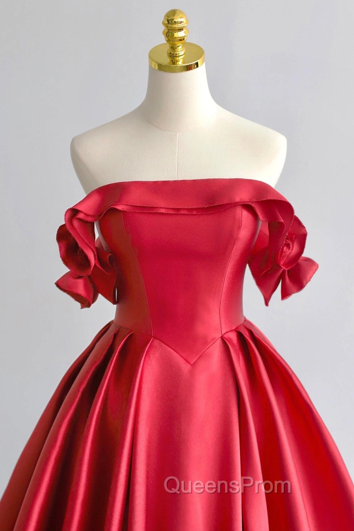 A-Line Satin Long Evening Prom Dress, Elegant Off The Shoulder Evening Party Dress Secondary image