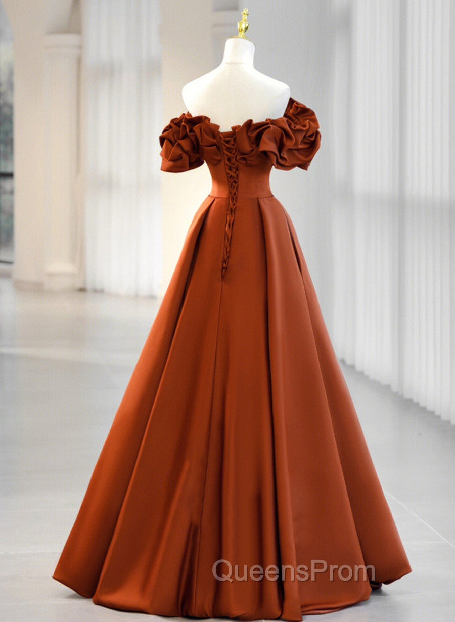 A-line Satin Off Shoulder Sweetheart Long Evening Prom Dress, Satin Floor Length Party Dress Secondary image