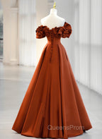 A-line Satin Off Shoulder Sweetheart Long Evening Prom Dress, Satin Floor Length Party Dress