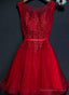 A-line Scoop Burgundy Short Prom Dress Chic Homecoming Dress