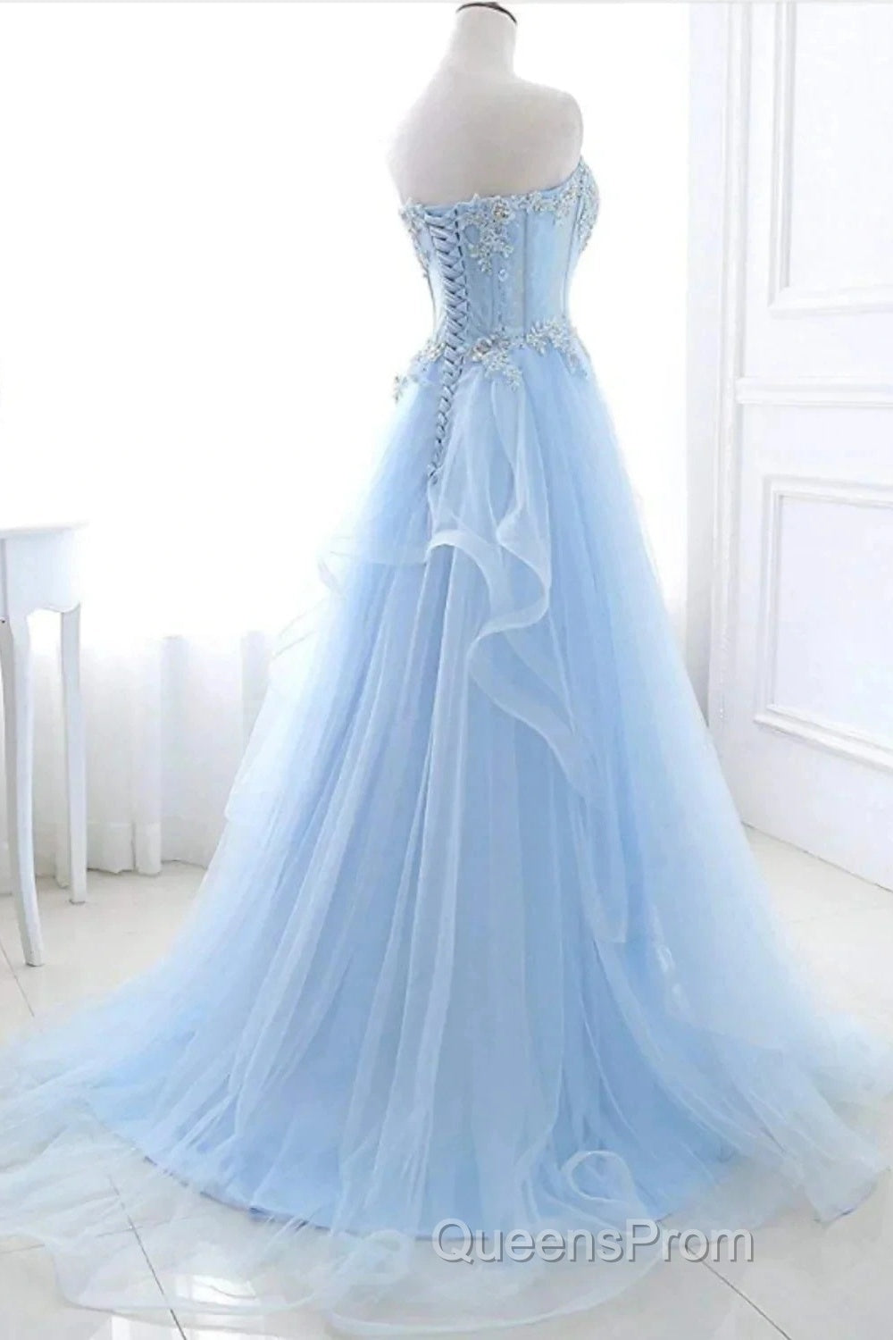 A-Line Sexy Engagement Evening Prom Birthday Dress Strapless Sleeveless Lace Pleats