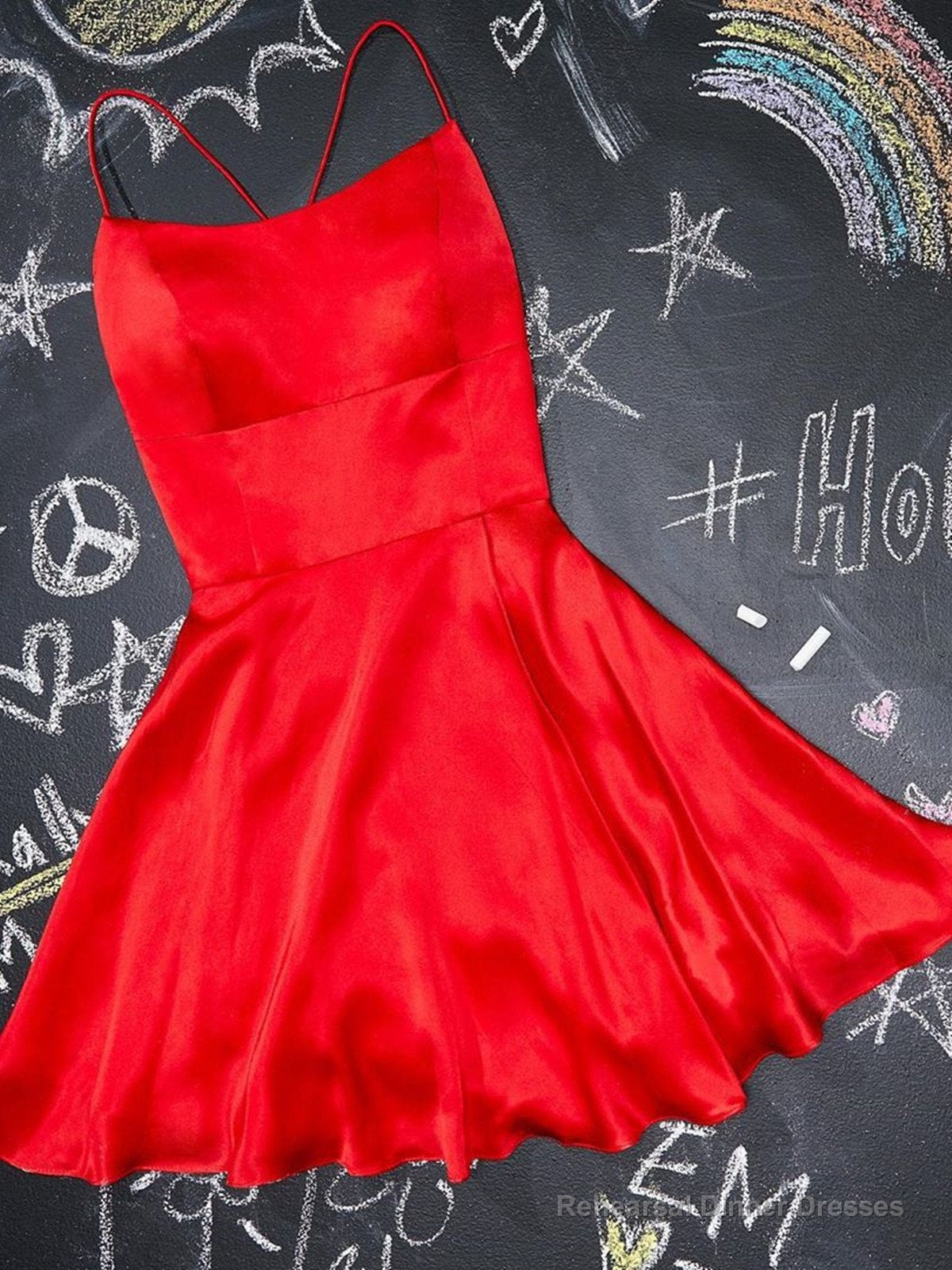 A Line Short Red Prom Dresses, Short Red Formal Homecoming Dresses Main image