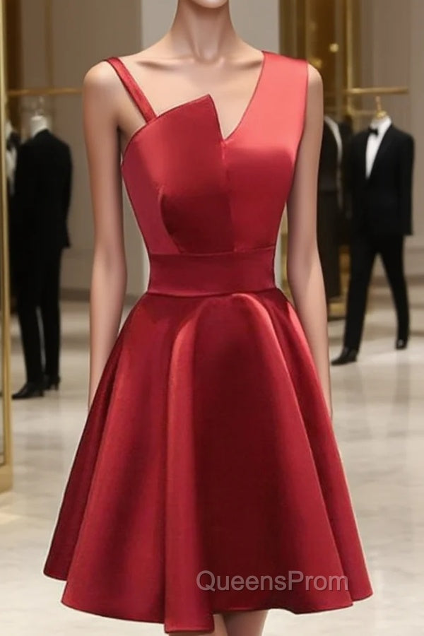 A Line Short Red Evening Prom Dress, Short Red Graduation Homecoming Dress Main image