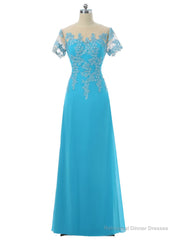 A-line Short Sleeves Chiffon Lace Mother Of The Bride Dresses