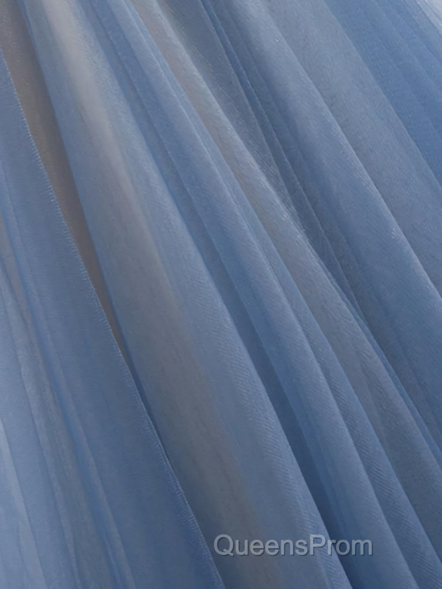 A Line Sleeveless Floor Length Blue Evening Prom Dress, Blue Long Formal Bridesmaid Evening Dress