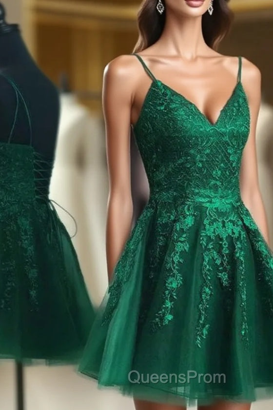 A-line Sleeveless Lace Tulle Homecoming Dress With Appliqued Beading
