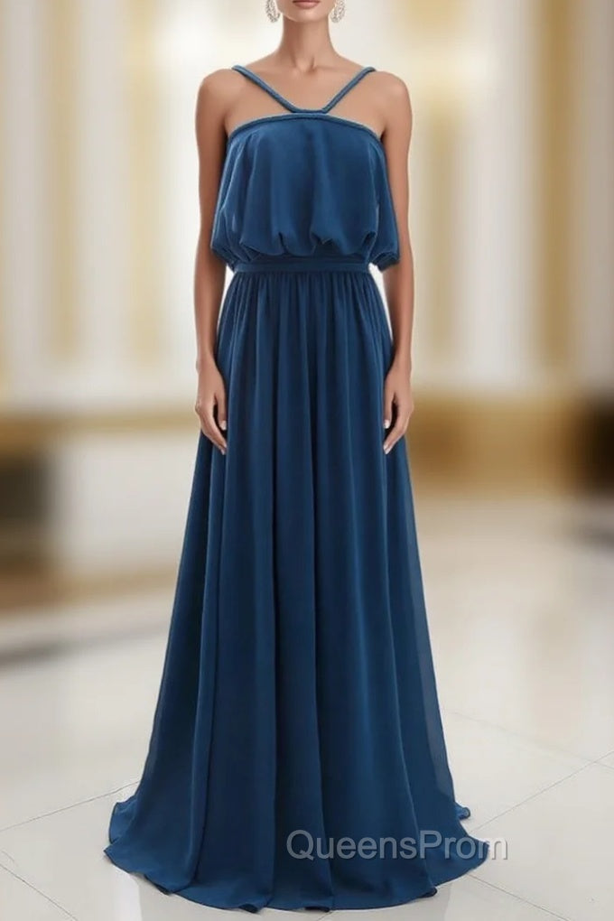 A-Line Sleeveless Open Back Sweep Train Evening Dress Main image